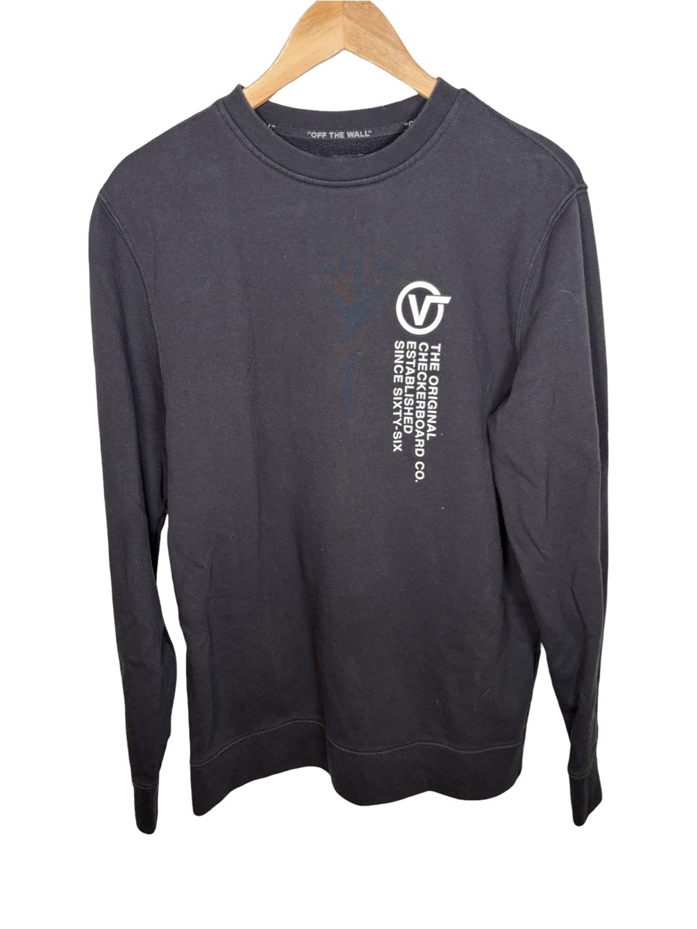 Vans Men’s Black distort  Pullover Sweatshirt with Vertical Logo